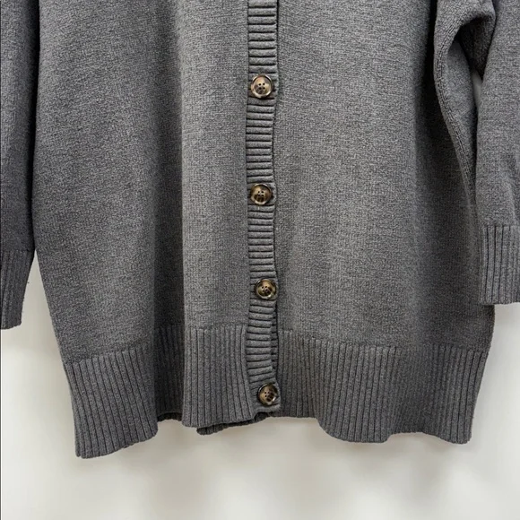 Torrid Drop Shoulder Relaxed Girlfriend Cardigan Knit Sweater Minimalist Grey 1X - Picture 5 of 10